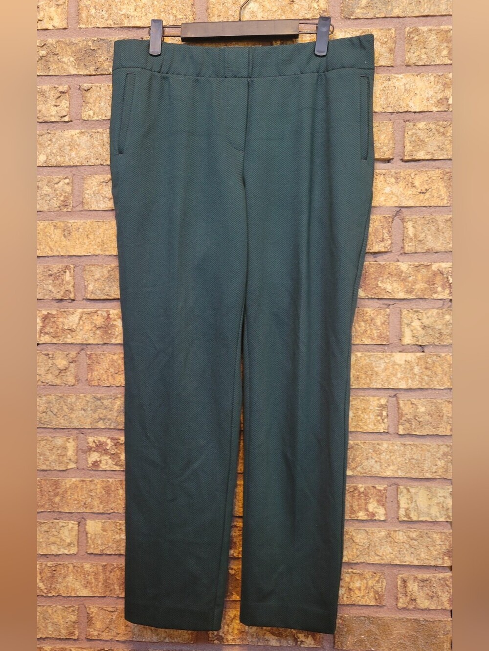 J. Jill Chevron Ponte Slim Leg Pull on Pants Green Black Size Medium Petite